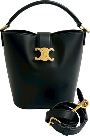 Celine Black Leather Handbag Shoulder Bag Tote Bag (Pre-Owned)