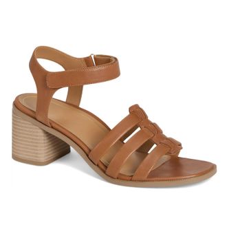 Vionic Maisy Tumbled Leather Womens Heels Sandals - Tan - Size:UK 5.5