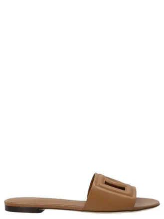 Dolce & Gabbana Brown Logo Sandals