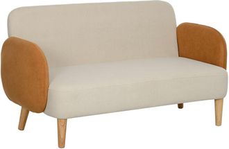 HOMCOM Homcom Sof&aacute; De 2 Plazas Tapizado En Terciopelo Sof&aacute; De Sal&oacute;n Con Reposabrazos Y Patas De Madera Sof&aacute; Peque&ntilde;o Carga 240 Kg 130x74x76 Cm Crema