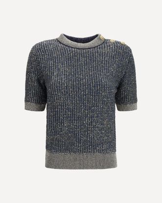 Balmain Short-sleeve sequined Sweater with buttons Female 36