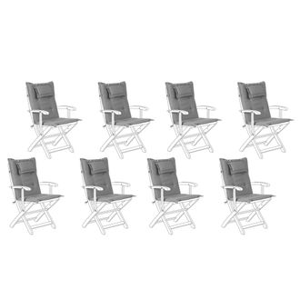 Beliani Conjunto De 8 Cojines Para Las Sillas De Exterior De Tela Gris Resistente A Los Rayos Uv Acolchado Grueso Maui