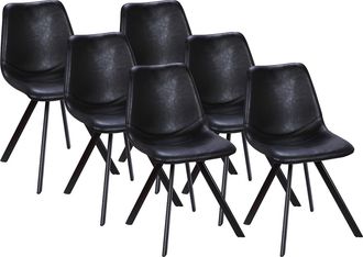 Vente-Unique Lote de 6 sillas LUBINE - Piel sint&eacute;tica - negro