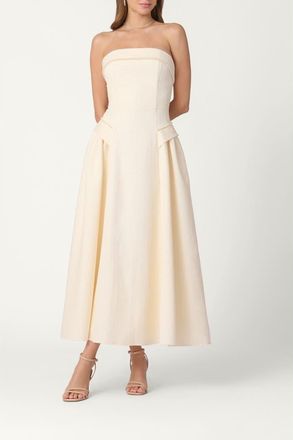 Shoshanna Midnight Pearl Embellished Jacquard Remington Dress in White at Nordstrom, Size 14