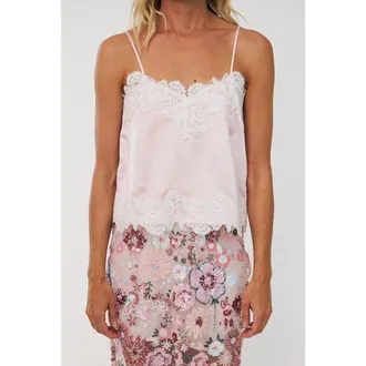 Cras Everlycras Lace Trim Camisole Top in Light Pink at Nordstrom, Size 14