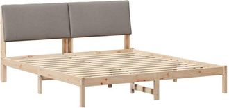 vidaXL Bed frame Brown and taupe 200 x 200 cm Solid pine wood vidaXL