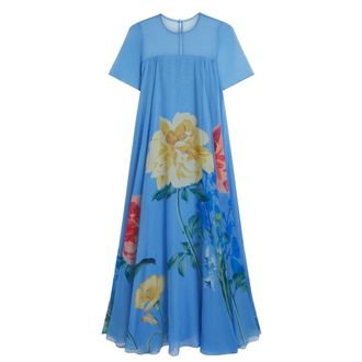 Ted Baker Marie Maxi-jurk Met Korte Mouwen En Volumineus Volume In Blauw