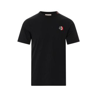 Moncler T-Shirts, male, Blue, Size: M Logo-patch T-shirt