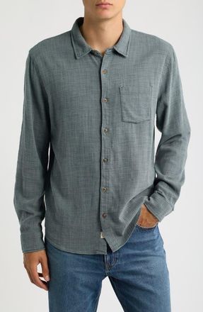 Marine Layer Classic Stretch Selvage Striped Shirt in Balsam Mini Stripe at Nordstrom, Size Xx-Large