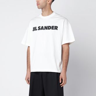 Jil Sander Wei&szlig;es, kastenf&ouml;rmiges T-Shirt mit Logo