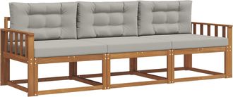 vidaXL Conjunto De Sof&aacute;s De Exterior 3 Uds. Gris Natural Y Claro Vidaxl