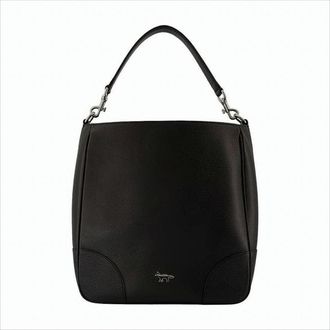 Maison Kitsuné Textured Cowhide Leather Shoulder Bag With Silver Accents