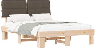vidaXL Bed Frame with Upholstered Headboard Taupe 140 x 200 cm vidaXL