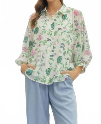 Entro Semi-Sheer Top In Ivory Floral