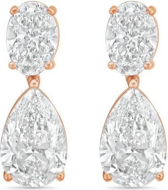 Diana M. Jewels 14KW RG 10.00 Ct TW of Lab grown oval and pear shape diamond drop earrings