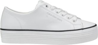 Calvin Klein Jeans Leren Dames Sneakers Lente/Zomer Collectie - Dames - Sneakers - Wit - 40 EU - Leer - Schoenen