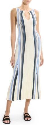 Theory Drape Cotton Blend Ribbed Tank Dress in Ivory Multi - Chk at Nordstrom, Size X-Small