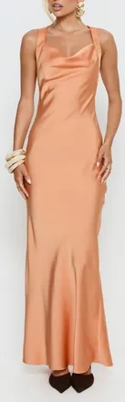Princess Polly Isitt Cowl Crossover Back Maxi Dress in Orange at Nordstrom, Size 4