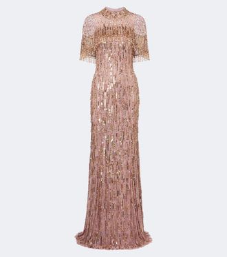 Jenny Packham Leia caped embellished gown
