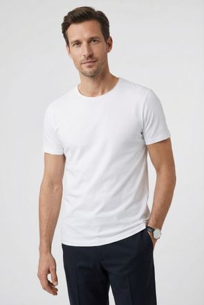 Olymp T-Shirt OLYMP Casual, Herren, Gr. XXL, weiss (wei&szlig;), Jersey, Obermaterial: 95% Baumwolle, 5% Elasthan, Basic, Rundhals, Shirts T-Shirt