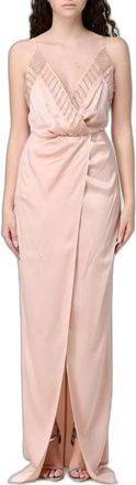 Elisabetta Franchi Rode Loper Jurk met Geborduurde Kristallen - Dames - Avondkleed - Beige - S - Kleedjes