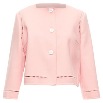 Ermanno Scervino Virgin Wool Eyelet Trim Shell Button Jacket
