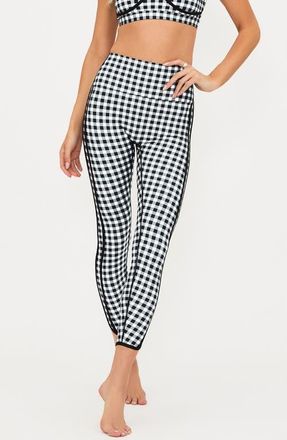 Beach Riot Rella Side Stripe Ankle Leggings in Slate Gingham at Nordstrom, Size X-Small