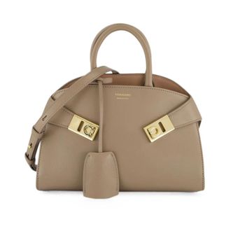 Ferragamo Hug Mini Leather Handbag - female - Ferragamo - Handbags - Gray - ONE SIZE - Bags