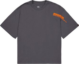 Alpha Industries T-Shirt ALPHA INDUSTRIES Flock Logo T-Shirt, Herren, Gr. S, grau (vintage grau), Obermaterial: 100% Baumwolle, Shirts T-Shirt