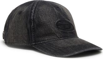 Diesel Denim cap with frayed details and embroidered logo - Caps - Man - Black