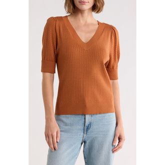 Daniel Rainn Pointelle Stitch Sweater in New Caramel at Nordstrom Rack, Size X-Small