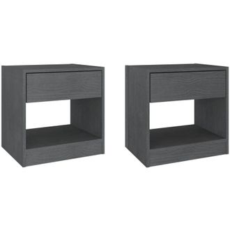 vidaXL Bedside Cabinets 2 pcs Grey 40x31x40 cm Solid Pinewood Vidaxl