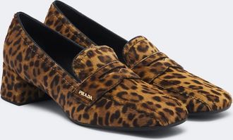 Prada Leopard-print calf hair loafer pumps
