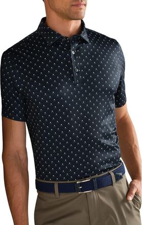 Rhone Drive Time Performance Polo in True Navy/White Club Print at Nordstrom, Size Xx-Large