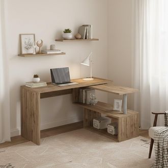 Dmora Escritorio Dascagn, Escritorio Esquinero Con Soporte Para Pc, Mesa De Oficina Multiusos, Escritorio Multiposiciones Para Ahorrar Espacio, 100% Made In