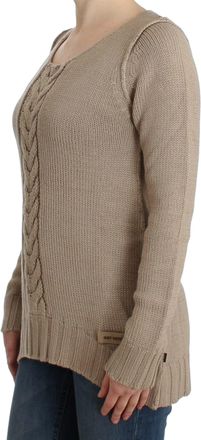 Roberto Cavalli Womens Beige Knitted Wool Sweater Clothing