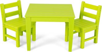 Costway Costway Juego De Mesa Y Silla Para Ni&ntilde;os De 3 Piezas, Juego De Mesa De Actividades Para Ni&ntilde;os De Exterior Con 2 Sillas Con Respaldo Para Jugar Dibujar