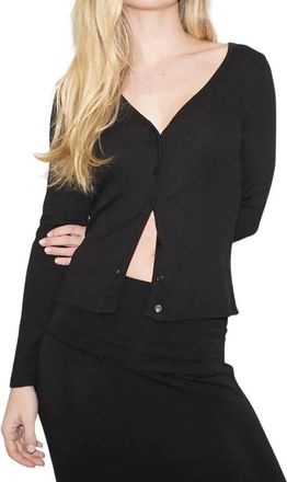 LnA Monroe Button Long Sleeve Top In Black