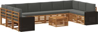 vidaXL Conjunto De Sof&aacute;s De Exterior 11 Uds. Natural Y Antracita Vidaxl
