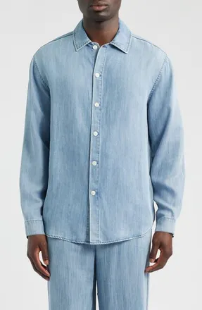 Krost Featherweight Denim Button-Up Shirt in Light Wash at Nordstrom, Size Medium