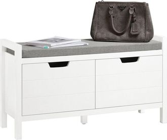 SoBuy FSR63-II-W Zapatero Banco con 2 Puertas Blanco - Sobuy