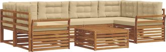 vidaXL Conjunto De Sof&aacute;s De Exterior 7 Uds. Natural Y Beige Vidaxl