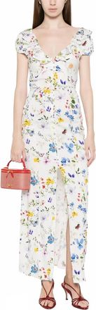 Alice & Olivia Tara Ruffle Slip Midi Dress In Off White