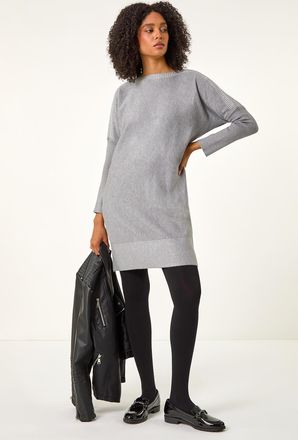 Roman Spot Print Border Knitted Jumper Dress