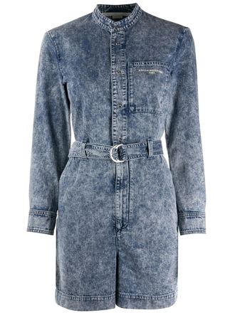 Stella McCartney belted denim playsuit - women - Cotton/Cotton/Polyester - 36 - Blue