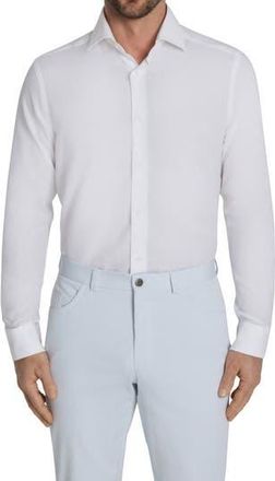 Jack Victor Clandeboye Contemporary Fit Solid Linen & Cotton Button-Up Shirt in White at Nordstrom Rack, Size X-Large