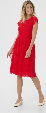 Cream Jurk Feminine High Risk Red