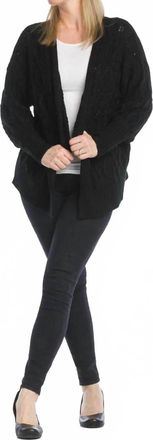 Papillon Cable Knit Cardigan With Pom Pom Detail In Black