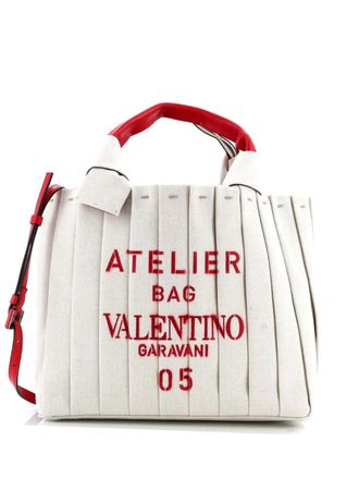 Valentino Garavani Atelier 05 Pleated Canvas Medium tote bag - Rosso