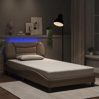 vidaXL Vidaxl - Estructura De Cama Con Led Cuero Sint&eacute;tico Capuchino 100x200 Cm